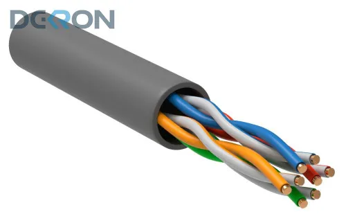 картинка Кабель витая пара UTP CAT 5e, INDOOR, 4x2x24AWG, CCA, серый, 305м DEKRON 