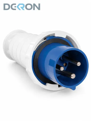 картинка Вилка переносная 033 2P+PE 63А 200-250В IP54 DEKRON 