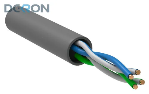 картинка Кабель витая пара UTP CAT 5e, INDOOR, 2x2x24AWG, CCA, серый, 305м DEKRON 