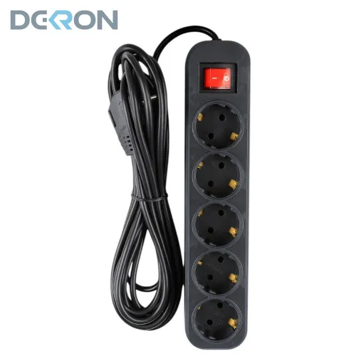 картинка Сетевой фильтр СФ05 ПВС 3*0,75 (10А) 5гн. 3м. черный DEKRON 