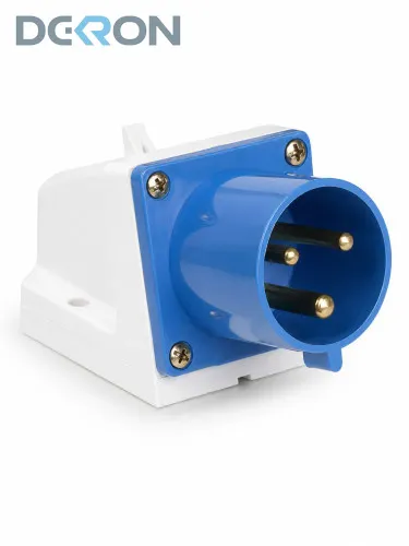 картинка Вилка стационарная 523 2P+PE 32А 200-250В IP44 DEKRON 
