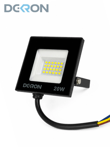 картинка Прожектор светодиодный 20Вт, 1600лм, 6500K, черный, IP65 DEKRON 